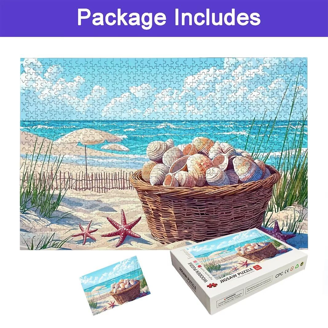Puzzle 5000 Pezzi Arte per Adulti e Ragazzi, Puzzle Spiaggia in Legno per Adulti, Puzzles 5000 Pezzi Paesaggi Impegnativo per Tutta la Famiglia, Puzzles con Scatola per Decorazioni Casa, Regalo, -7295