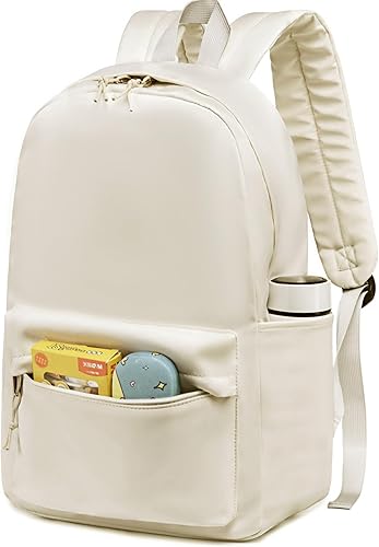 Miniatura 8 de Mochila para niñas, mochilas escolares para escuela primaria, secundaria, mochilas para laptop para mujeres, Beige, Escuela
