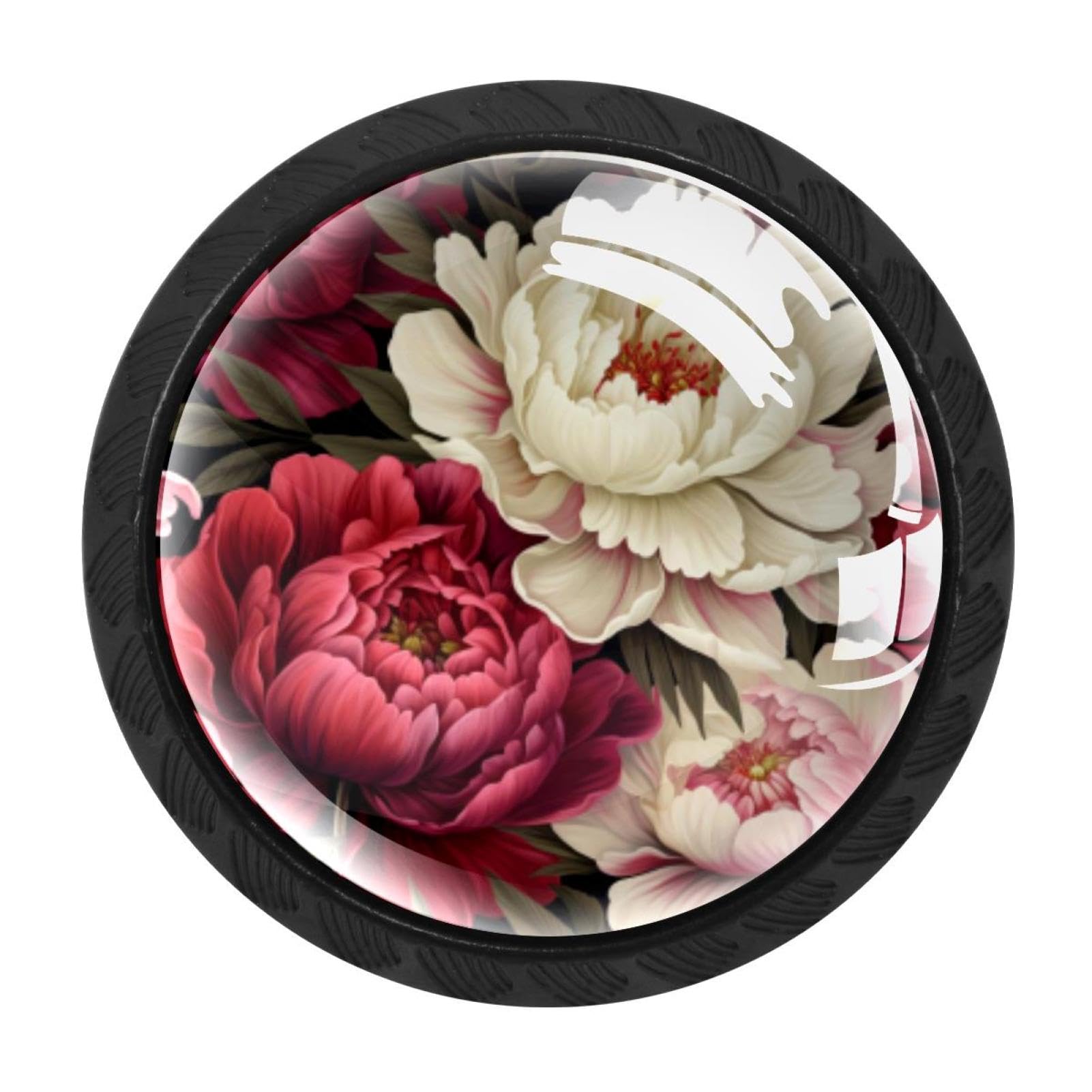 CHENZZZZ Peony Cabinet Knobs 4 Pieces Drawer Kitchen Cabinets Dresser Cupboard Wardrobe Unique Pulls Handles