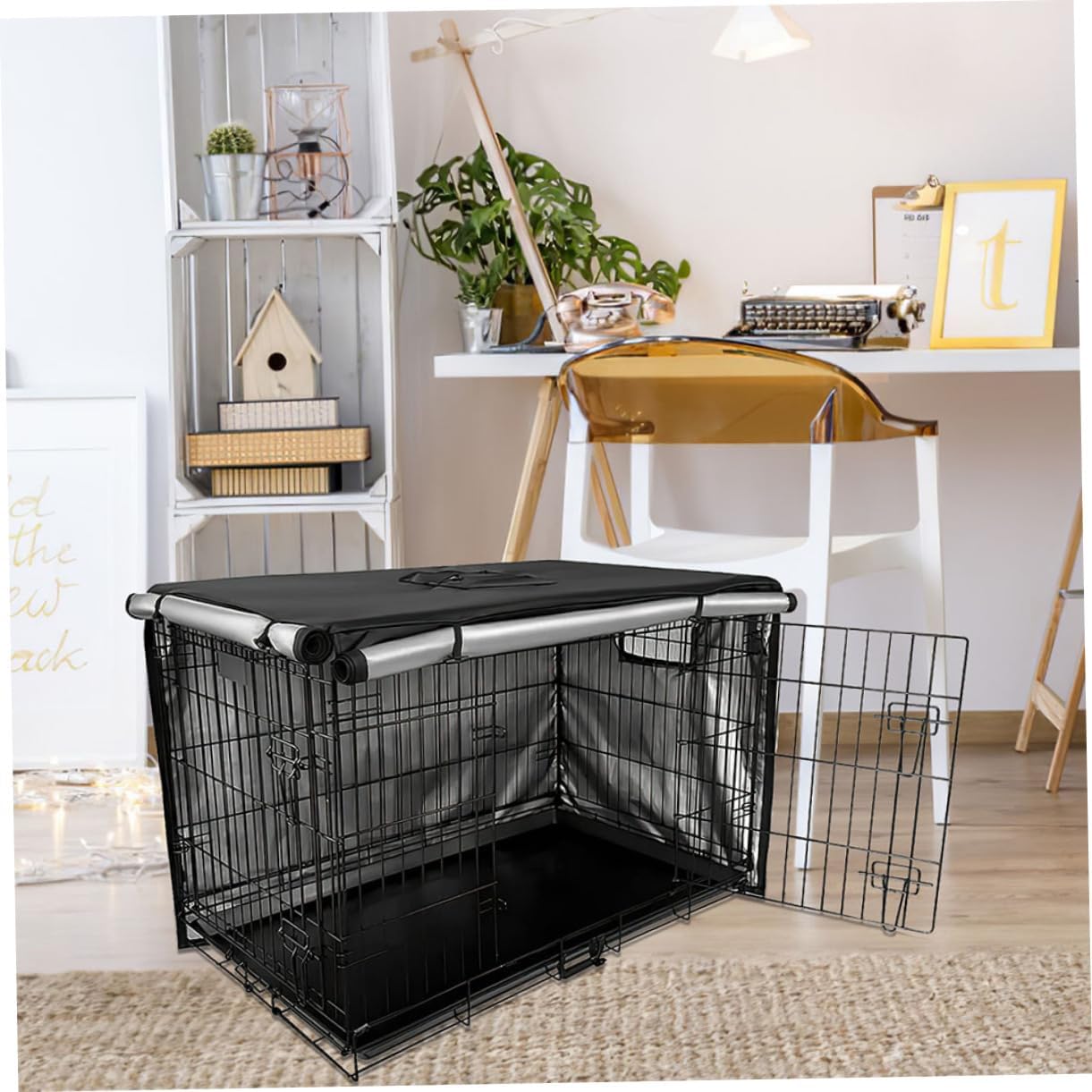 Pet Cage Cover Dog Crate Cover Indoor Dog Kennel Privacy Kennel Windproof Dustproof Oxford Material