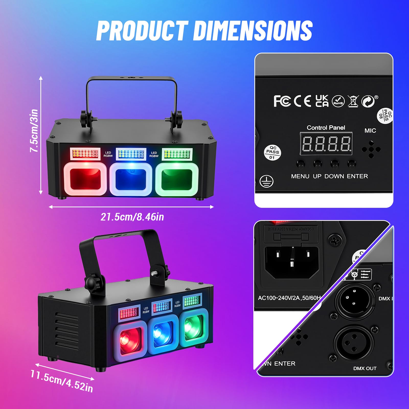 Lumière Disco DJ avec Télécommande, Lumière de Fête, Jeux de Lumières LED RGBW, 90 Motifs Dynamiques, Activation Sonore, DMX, pour Anniversaire, Club, Mariage et Bar