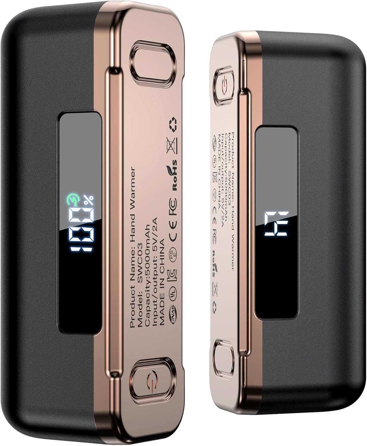 BEYYON Hand Warmers Rechargeable - Magnetic Electric Hand Warmer 2 Pack, 4 Levels Heat Up to 131℉ with LED Display, Portable Reusable Pocket Heater for Raynauds, Golf, Camping, Men, Women