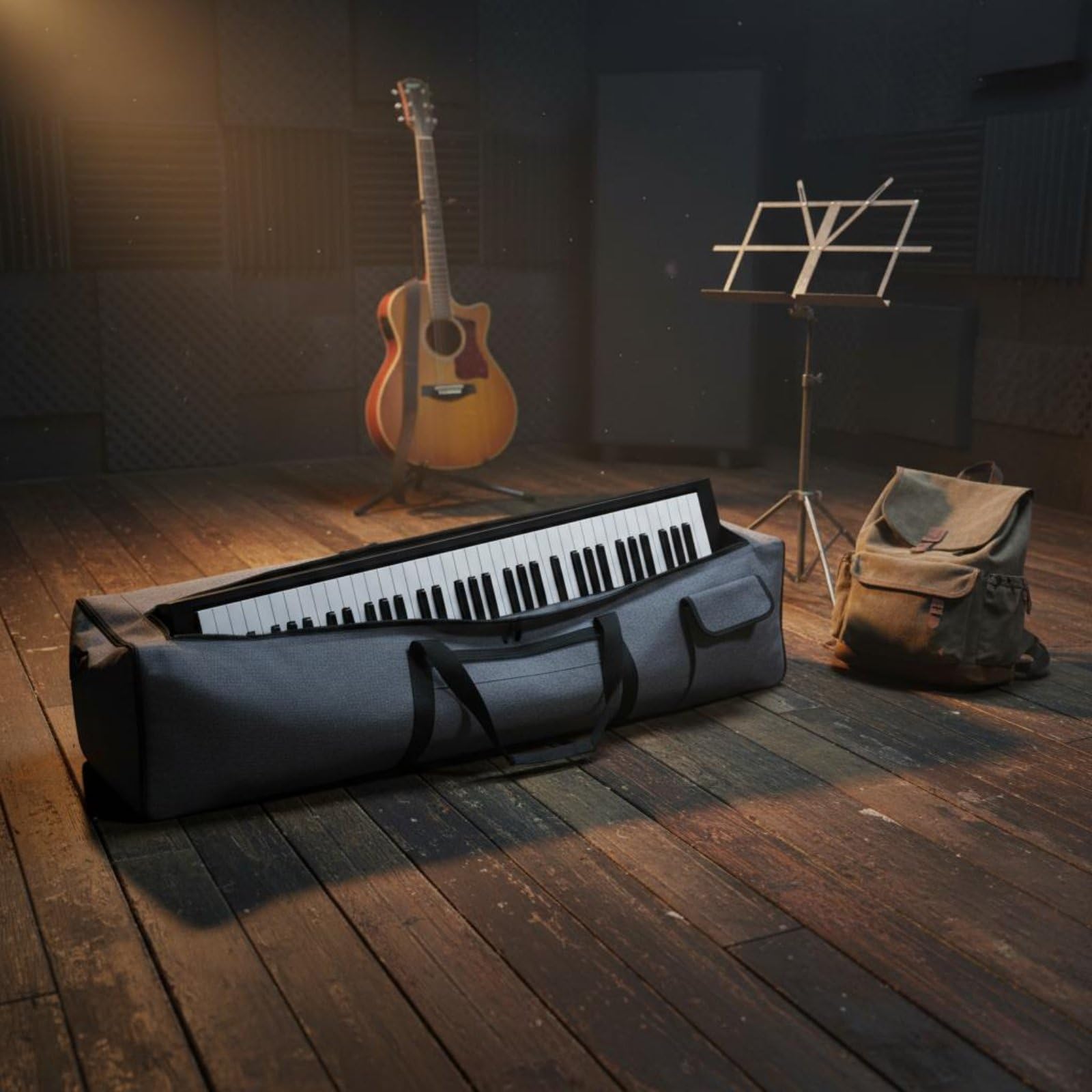 Keyboardtasche mit Polsterung gepolstert Keyboardtasche mit Zubehörfach verdickt Keyboard-Tragetasche für Keyboarder, S, 88 Key