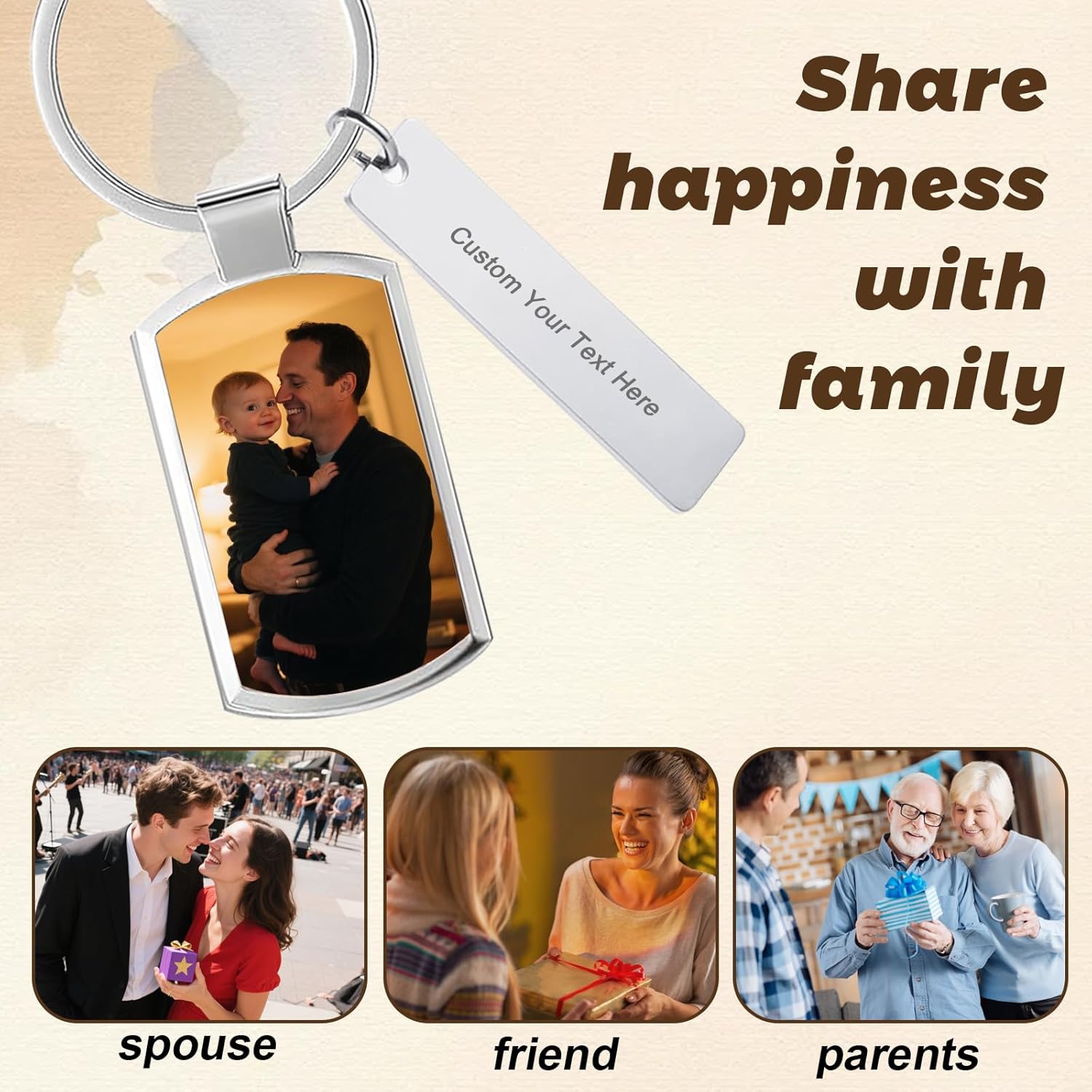 Custom Keychain with Picture Personalized Keychains with Engraving Photos Text Customized Gifts for Men Women - Image 5