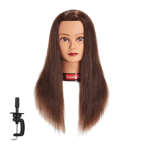 Traininghead - Cabeza de maniquí de 20 a 22 pulgadas cabeza de maniquí de cabello humano 100  para mujer cabeza de entrenamiento de cosmetología