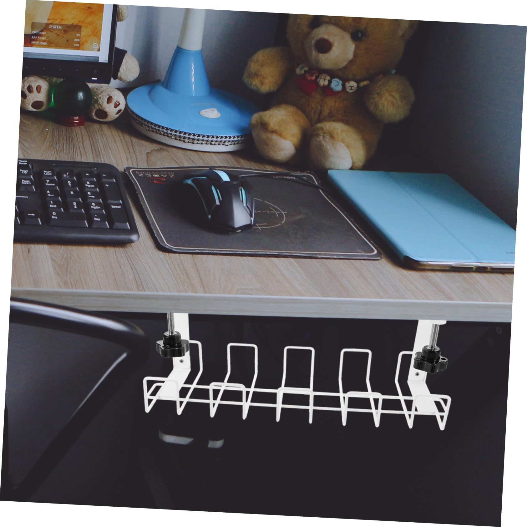 iplusmile Organizador de Cables Debajo de Escritorio Bandeja de Gestión de Cables Función de Seguridad para Almacenamiento y Orden Oficina