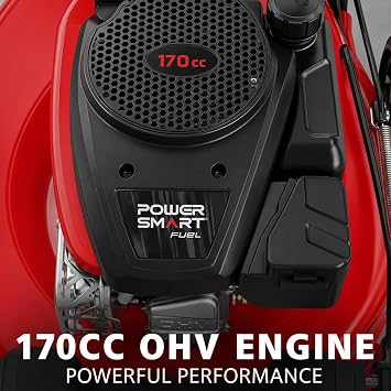 PowerSmart 21-Inch 3-in-1 Gas Self-Propelled Lawn Mower,170CC OHV Engine,Bagging/Mulching/Rear Discharging, 6 Cutting Heights, Durable Steel Deck, Rear-Wheel Drive, for Garden, Yard,