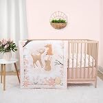 The Peanutshell 3 Ensemble de literie pour bébé en pièces pour filles - Nouveau-né, nourrisson & Ensemble de lit pour nourrisson avec feuille de lit encastrée, consolateur à volants de poussière - Forêt fétiche
