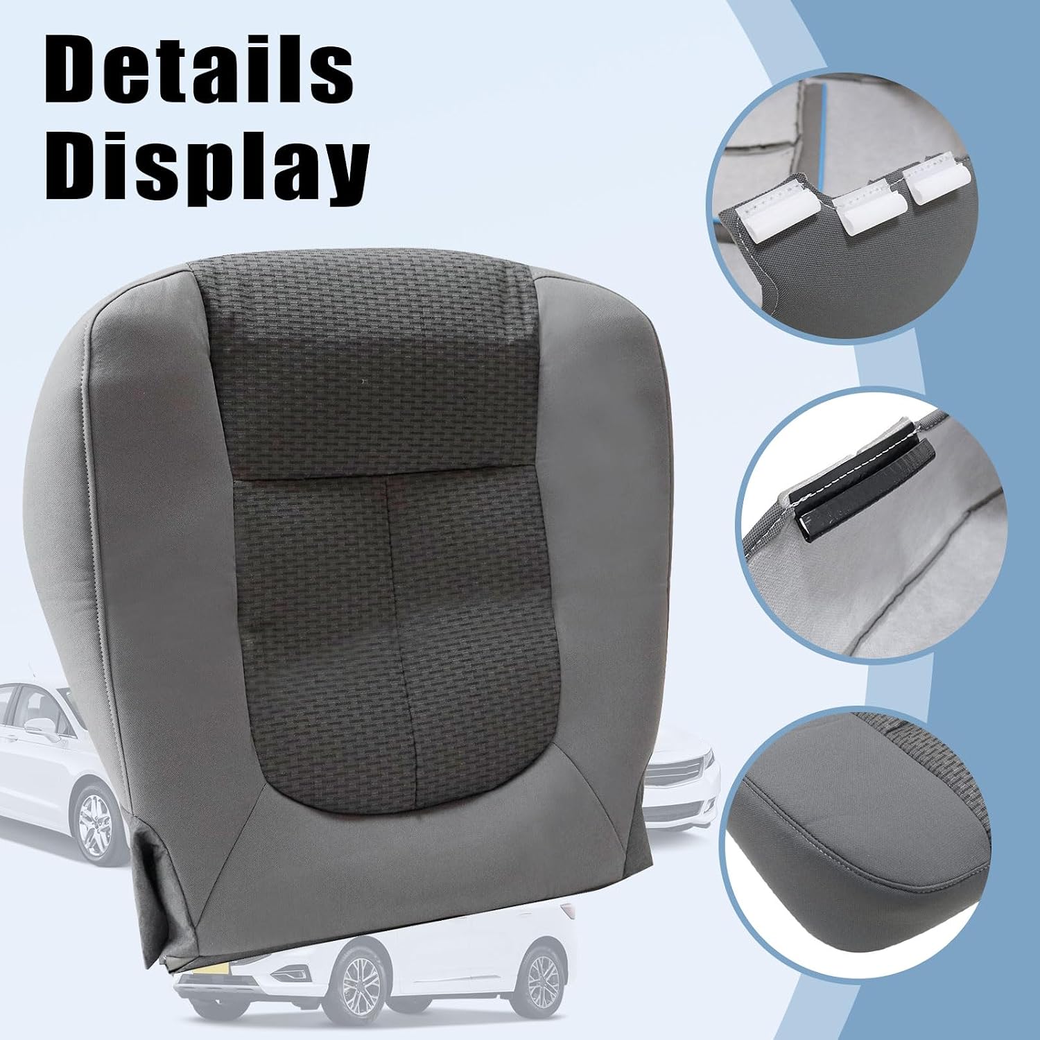 SecosAutoparts Gray Driver & Passenger Bottom & Top Lean Back & Driver Foam Cloth Replacement Seat Covers Compatible with Ford F250 F350 F450 F550 2011 2012 2013 2014 2015 2016