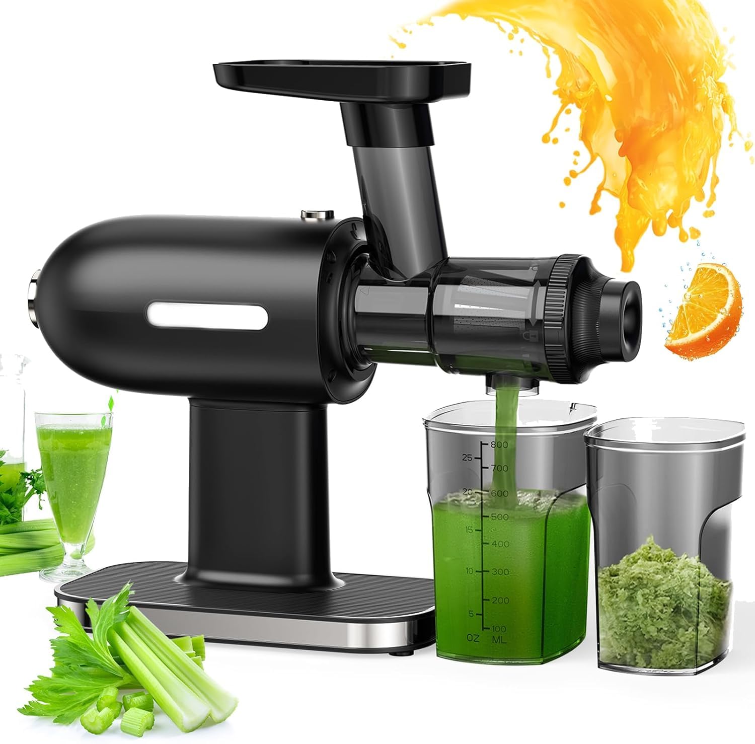 GYKOZY Cold Press Juicer, Slow Masticating Juicer with Reverse Function Wide Mouth Hopper for Maximum Juice Extraction from Whole Fruits Vegetables