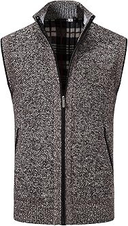 DGHM-JLMY Men's Soft Cozy Softshell Vest Full Zip Slim Fit Warm Waistcoat Hiking Outdoor Golf Sleeveless Jacket