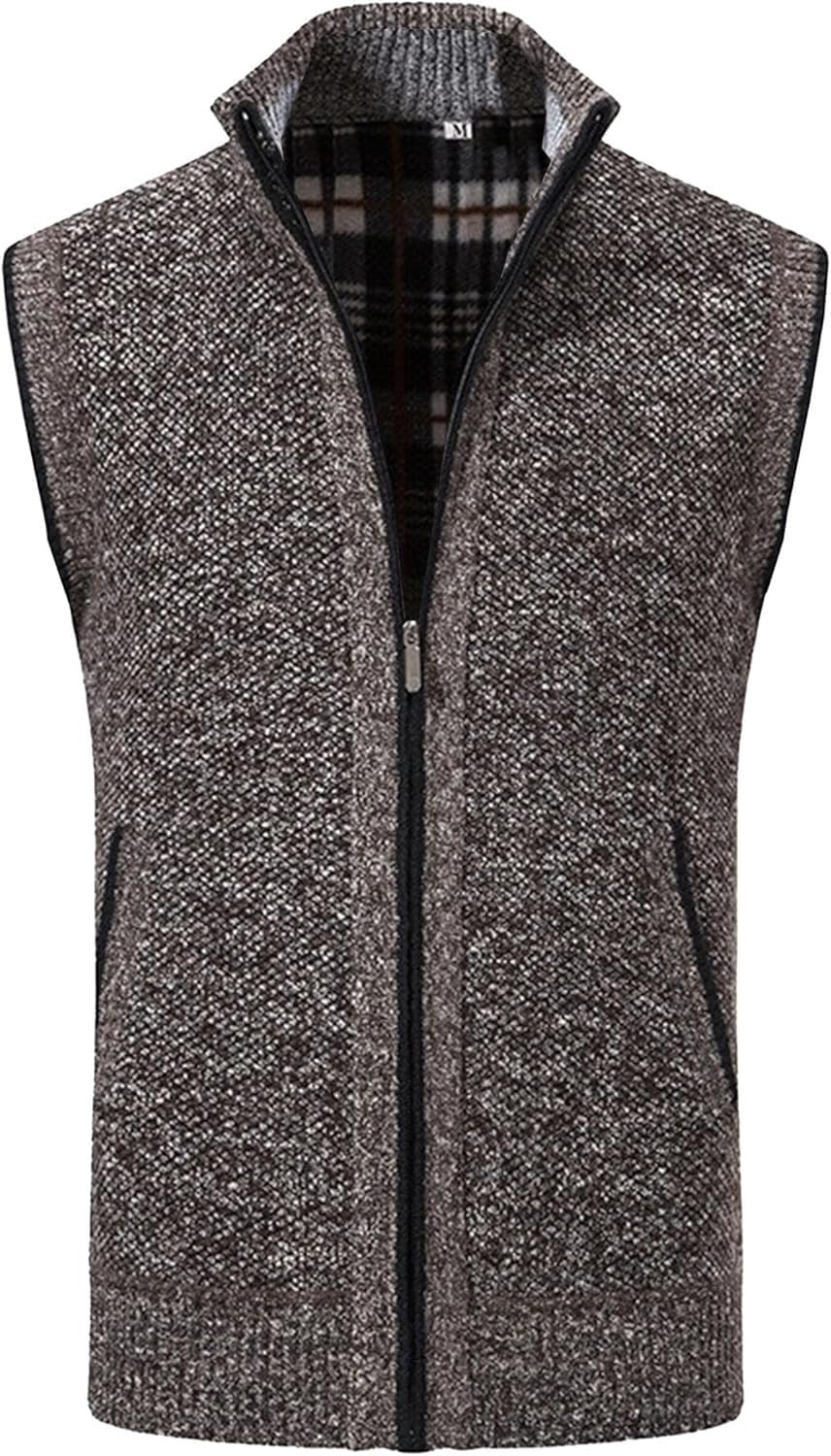DGHM-JLMY Men's Soft Cozy Softshell Vest Full Zip Slim Fit Warm Waistcoat Hiking Outdoor Golf Sleeveless Jacket