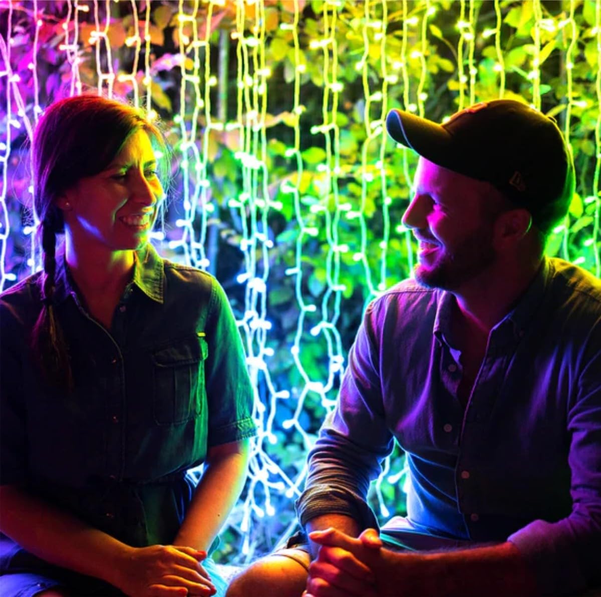 Twinkly Curtain 400 LED RGB+biały, łańcuch świetlny na zewnątrz i wewnątrz, inteligentne światła RGB i białe, kompatybilne z Alexa, Google Home, IP44, sterowanie aplikacją, przezroczysty przewód, 3m x