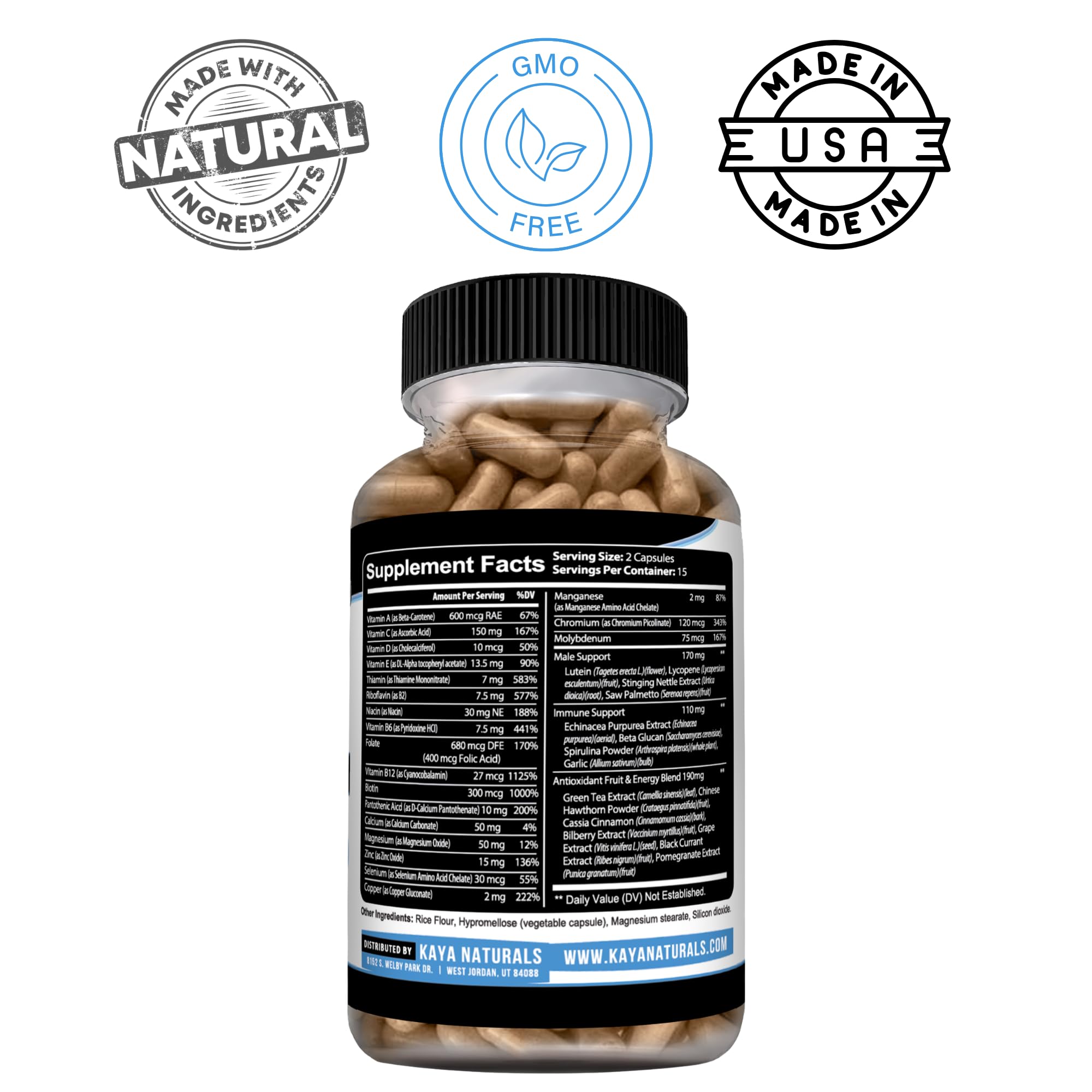 Kaya Naturals Men’s Multivitamin with Saw Palmetto & Lutein, 30 Capsules — Amazon image 3