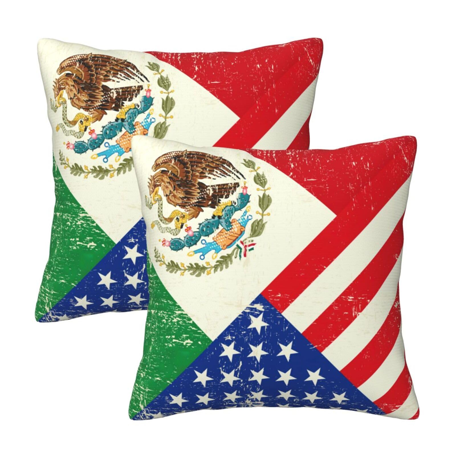 Kfjghhl Mexican American Flag Throw Pillow Covers Decorative Farmhouse Couch Pillow Case 4 Sizes Square Cushion Pillcase