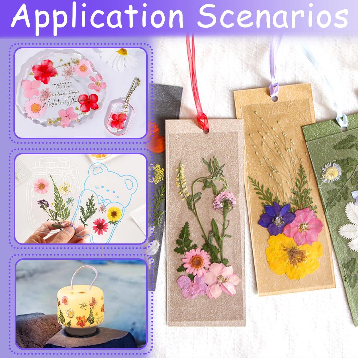 68 fiori e foglie essiccati veri secchi pressati, petali naturali secchi verdi con pinzette per candele, resina, gioielli, sapone, ciondoli per unghie, custodia per telefono, decorazioni