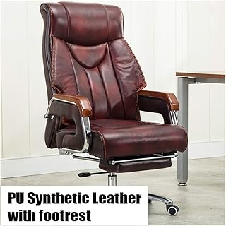 Silla de Cuero de Vaca Juego del Vide Silla de la Protuberancia Poltrona con el reposapiés Cuero auténtico Puede mentir Rueda de Masaje de Rodillos en la Parte Inferior