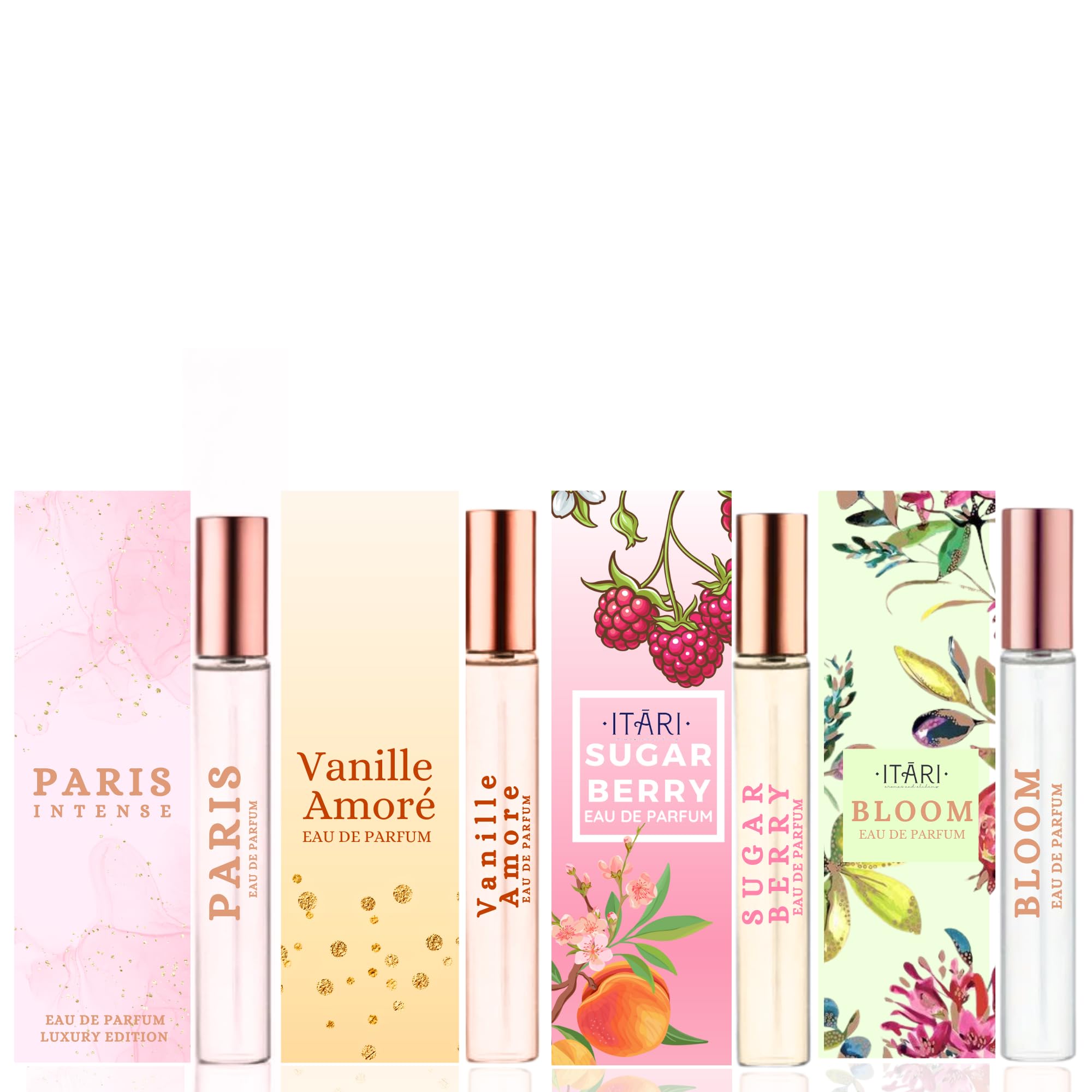 Itari Perfume Gift Set for Women | Eau De Parfum | Long Lasting EDP Fragrance Combo Set Gift Pack Sugar Berry(Fruity), Bloom (Floral), Sweet(Paris), Vanille Amore (Vanilla) (4x16ml)-image-43