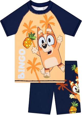 Bluey Boys Swim Set, Bingo Boys Swim Trunks and Rash Guard, Kids Swimwear