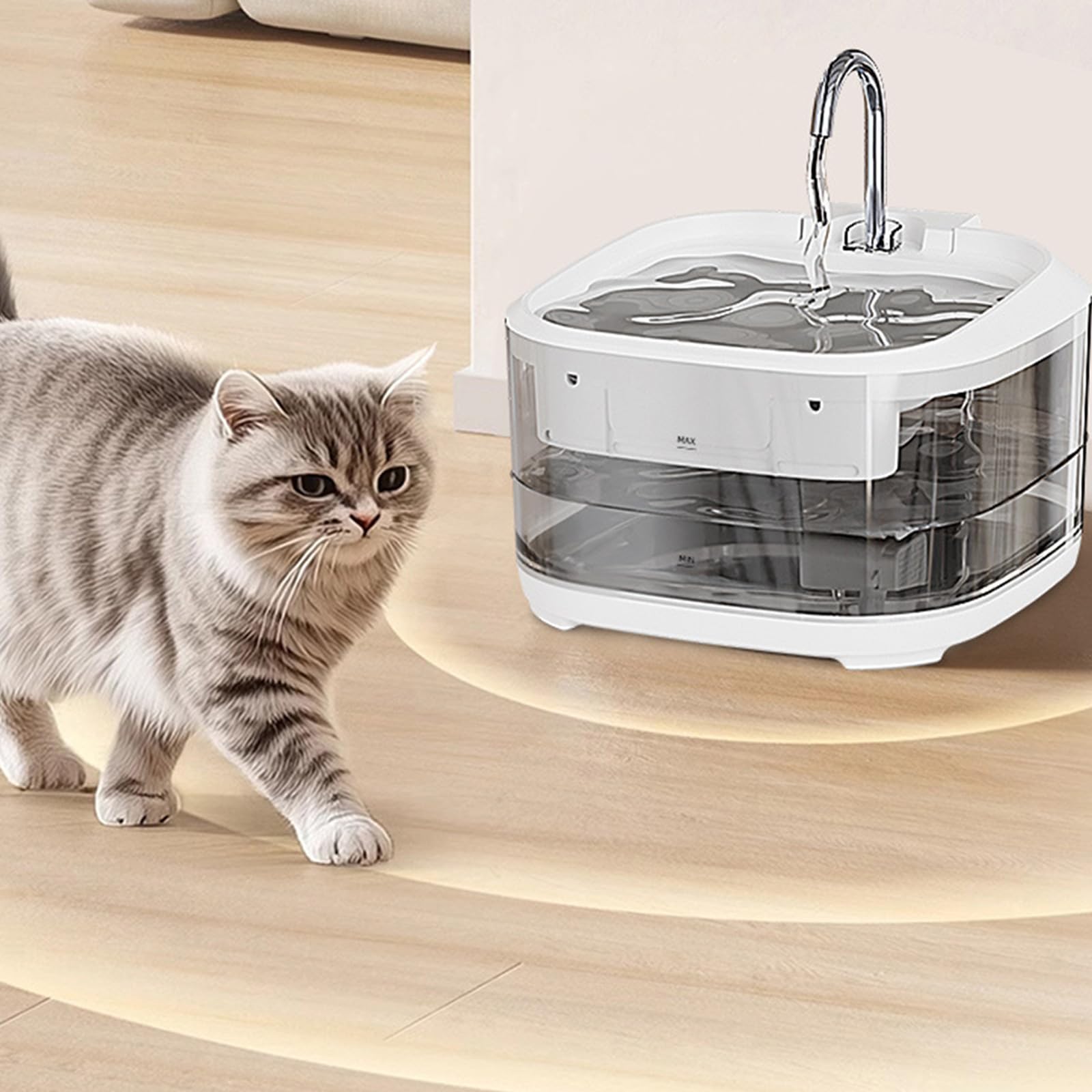 Dispensador de agua para gatos con cuenco de acero inoxidable de filtración, fuente de agua de bajo ruido para circulación automática de agua, fuente de agua para mascotas