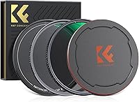 Vista 1 de K&F Concept Filtro de polarizadores circulares de 2.638 in y kit de filtro de protección UV MC (2 piezas) con tapa de lente hacia arriba y hacia