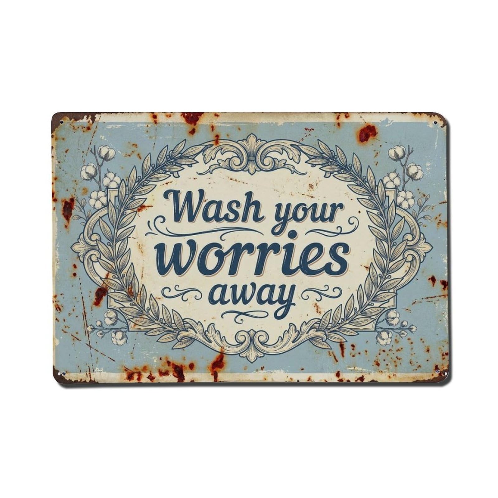 Olhnbad Style Wash Your Worries Away Hand Washing Quote Metal Tin Sign