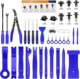 GOOACC 200Pcs Trim Removal Tool, Auto Push Pin Bumper Retainer Clip Set Fastener Terminal Remover Tool Adhesive Cable Clips Round Handle Crowbar Pry Kit Car Panel Radio Removal Auto Clip Pliers