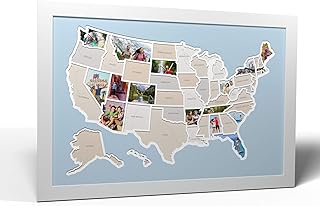 50 States USA Photo Map - Frame Optional - Made in America (Caribbean, White Frame)