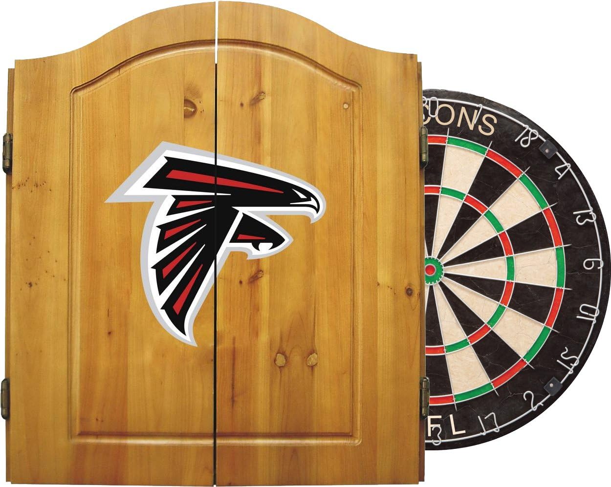 Imperial Official NFL Dart Boards for Adults with Cabinet, 6 Steel Tip Darts, Chalkboard Scorers, Atlanta Falcons - Professional Bristle Dartboard Set - Premium Game Room Accessories and Decor