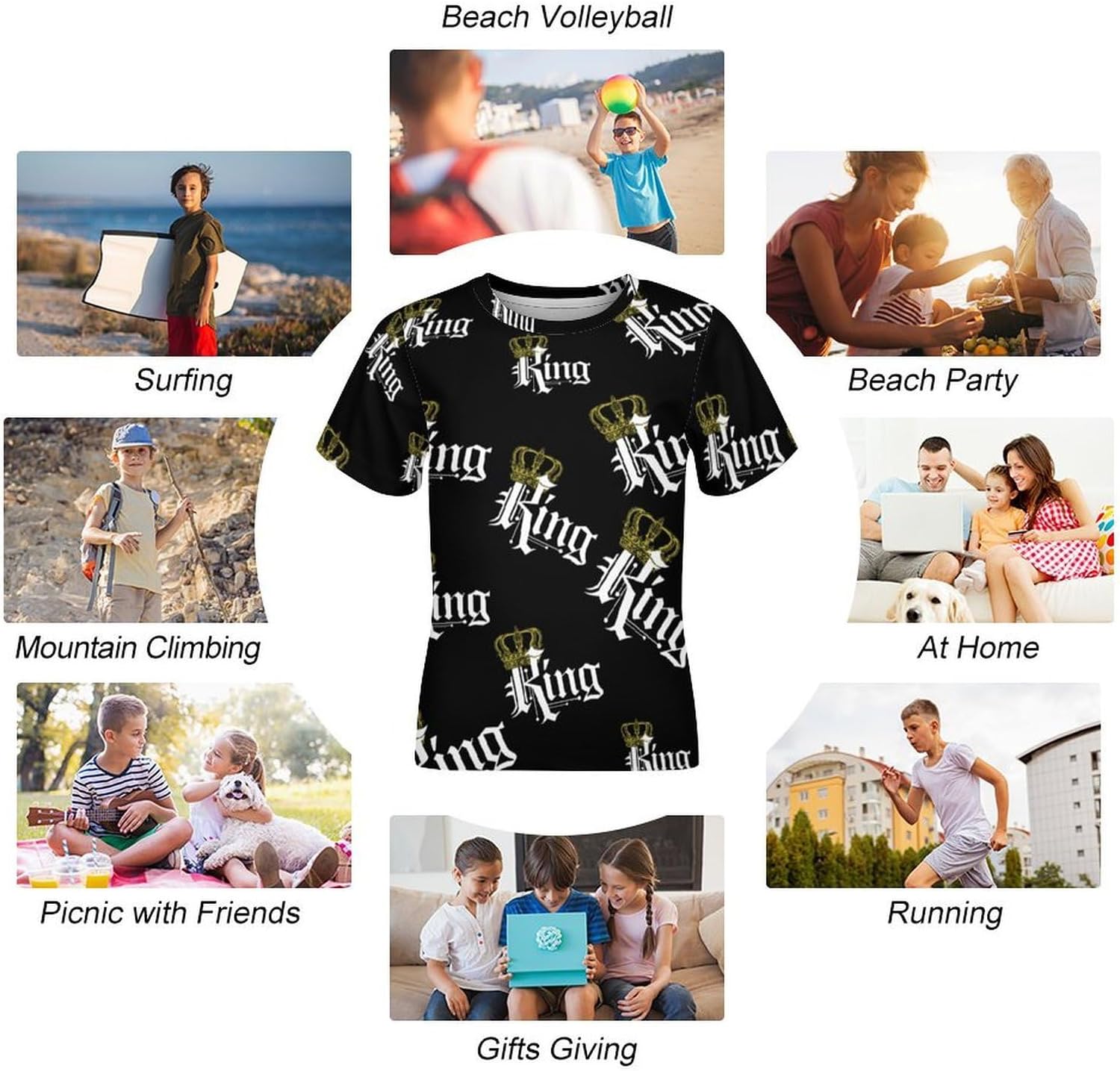 Kings T Shirt for Boy Girl Top Short Sleeve T-Shirt Graphic Tee