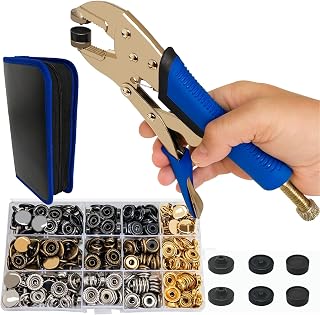 Jiffy2NE1 Snap Button Kit, Snap Tool with 120-Set 15mm Press Stud Button | Metal, 4 Colors, Heavy Duty Snap Fasteners Kit for Fabric, Leather, Clothing, Canvas