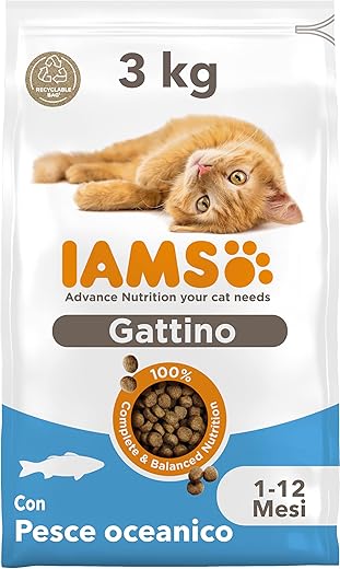IAMS for Vitality Alimento Secco con Pesce Oceanico per Gattini, 3kg