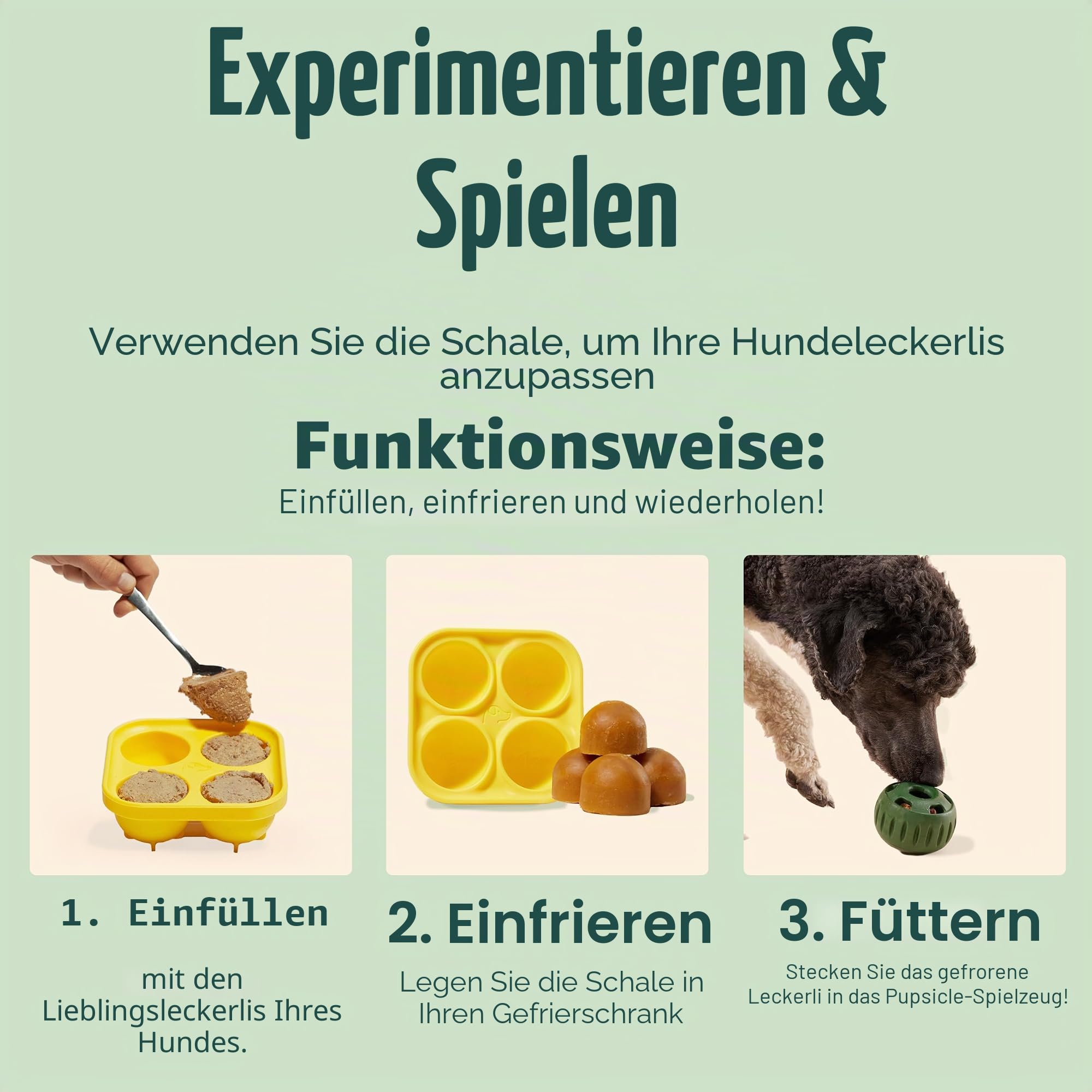 WOOF Pupsicle and Treat Tray - Langlebiges interaktives Hundespielzeug gegen Langeweile und Silikonform - wiederverwendbar, spülmaschinenfest - für kleine Hunde von 4,5-11,3 kg