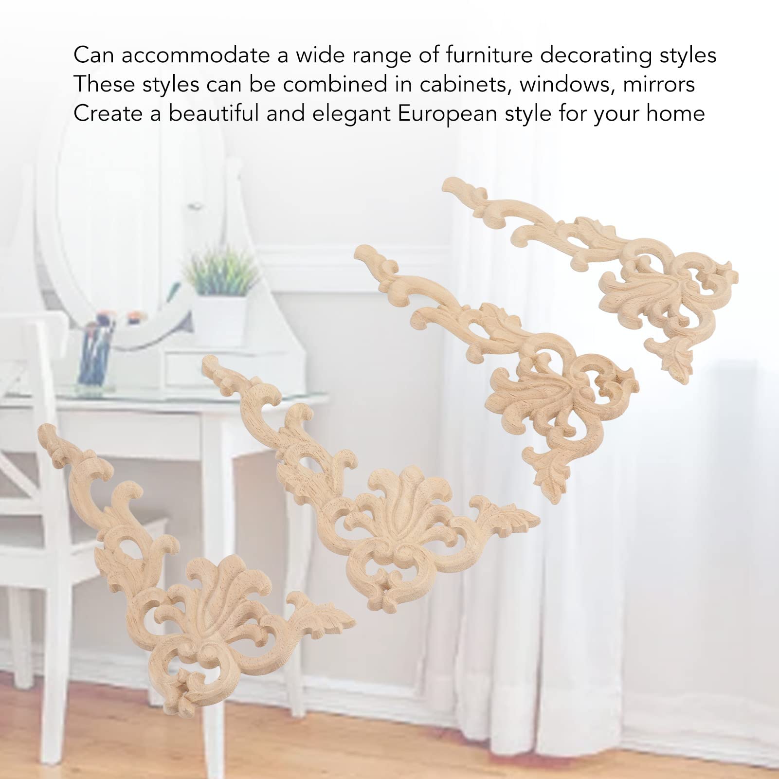 4 Stück Holz Applikationen Ecken - Geschnitztes Dekor Für Möbel & Wände