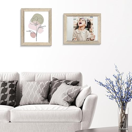 Miniatura 4 de Golden State Art, Portarretratos de 11 x 14 pulgadas, estilo de grano de madera campestre, moldeado amplio, ganchos traseros para exhibición de