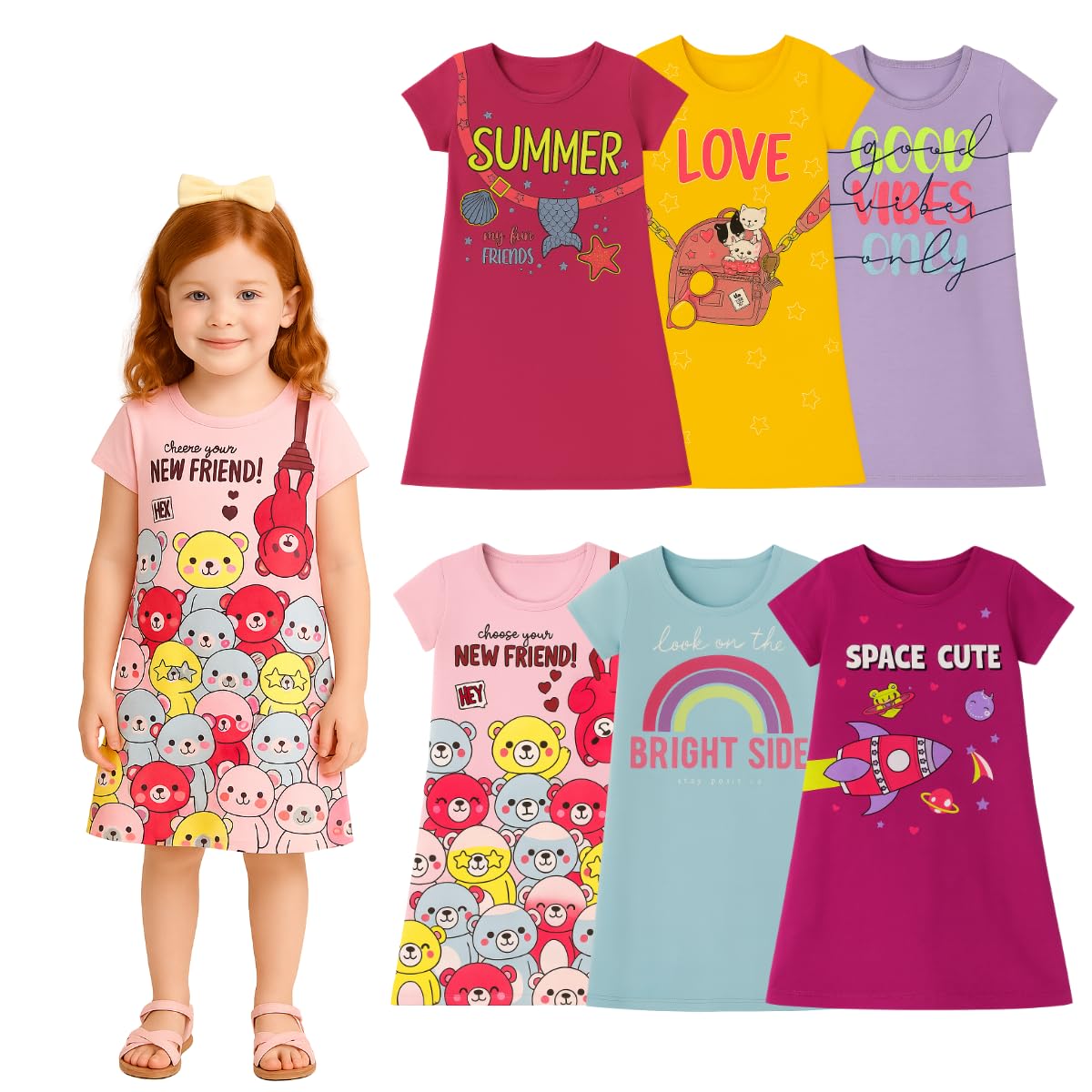 Kit 5 Vestidos Infantil Menina Verão Crianças Manga Curta Dia A Dia Para Sair em promoção! Veja a oferta e mais achadinhos de Meninas 2 Hoje é o melhor dia para comprar Kit 5 Vestidos Infantil Menina Verão Crianças Manga Curta Dia A Dia Para Sair com aquele preço maroto! Promoção! Aproveite a oferta! 2