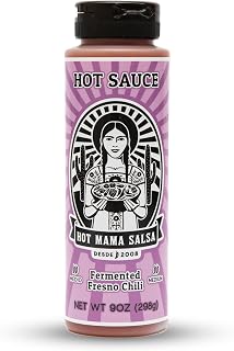 Hot Mama Salsa Fermented Fresno Chili – A Chili Hot Sauce with Natural Ingredient Rich in Antioxidants, Low Calorie, No Preservatives, Additives, or GMOs – Perfect for Tacos, Eggs, and More – 9 fl oz