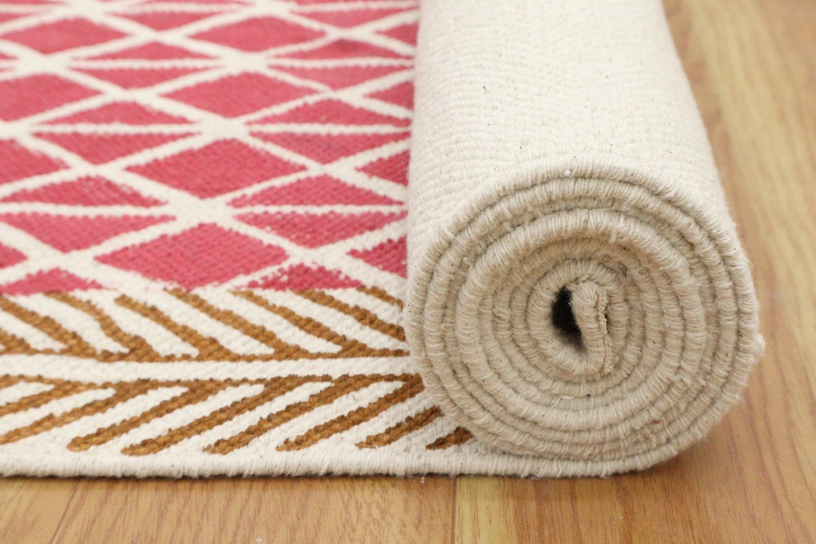 Tappeto per soggiorno, 4 x 8 cm, motivo kilim, a righe, spesso, 0,5 cm, in cotone Dhurrie, lavaggio a mano, tappeto in cotone, per interni ed esterni, per cucina, comodino
