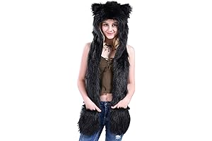 Faux Fur 3-in-1 Winter Hat with Hood, Scarf, and Mittens