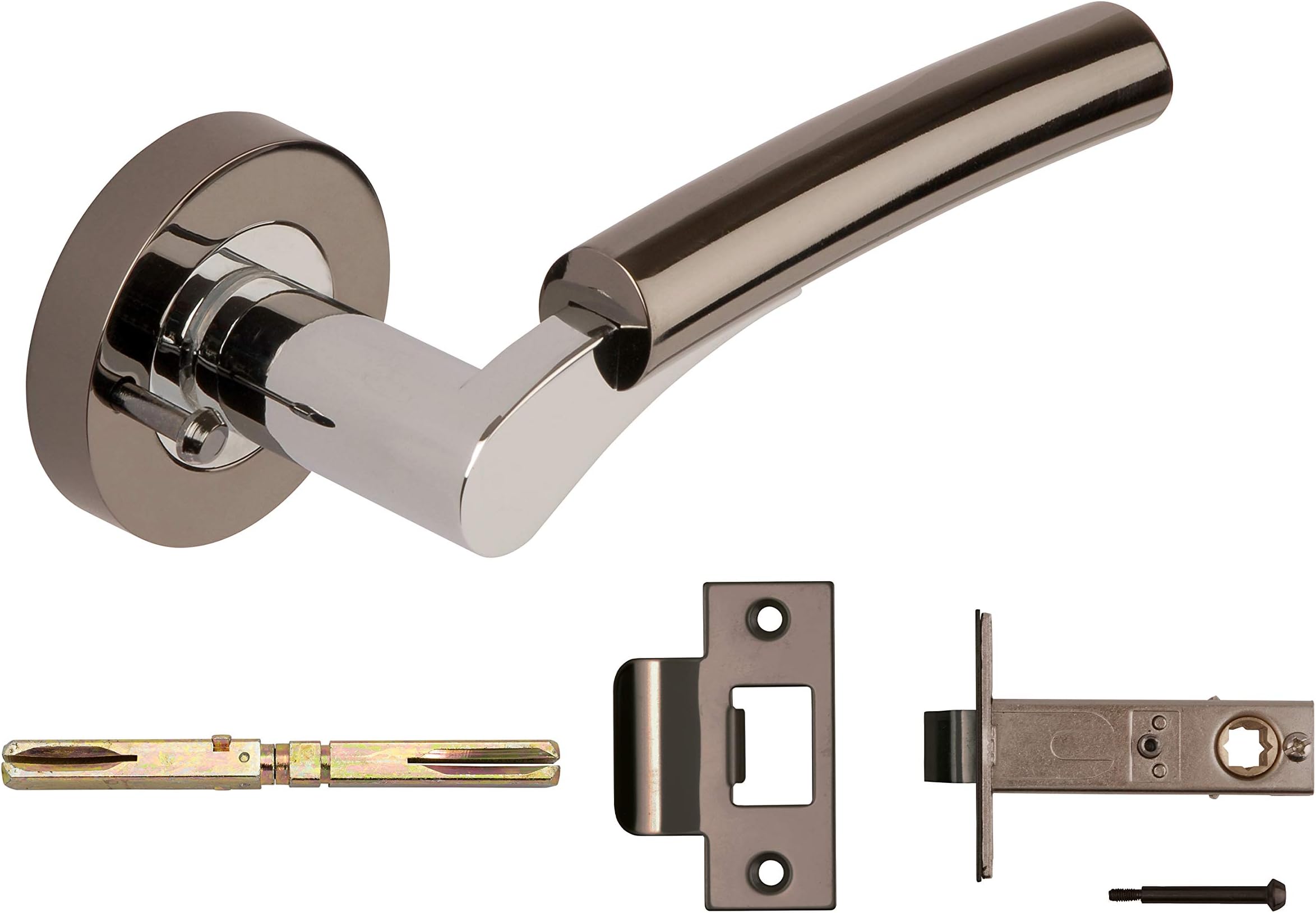 Excel Architectural3575-PRV Ultimo Door Handles & Push Button Privacy Latch, Polished Chrome/Black Nickel