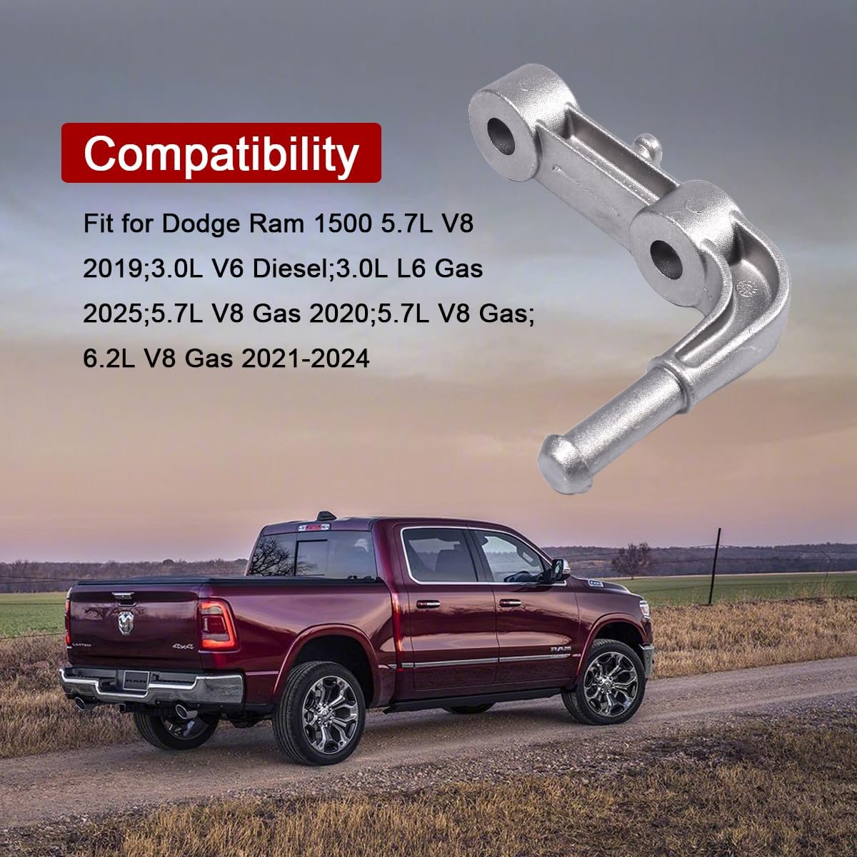 Driver Side Rear Muffler Exhaust Bracket Compatible with Dodge Ram 1500 5.7L 6.2L 2019-2024 68275662AB