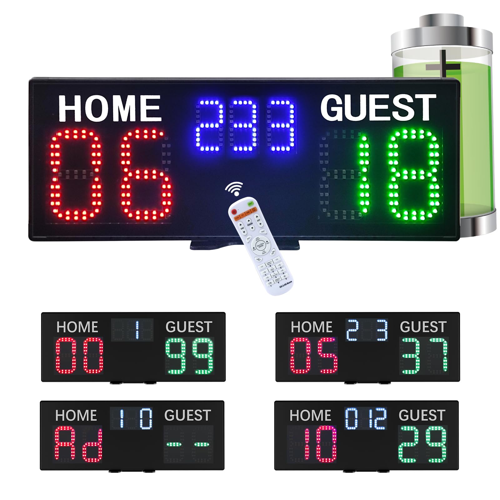 Electronic Scoreboard with Remote,Portable Digital Scoreboard with Buzzer for Volleyball/Tennis/Basketball/Football/Ping Pong/Badminton,LED Score Keeper