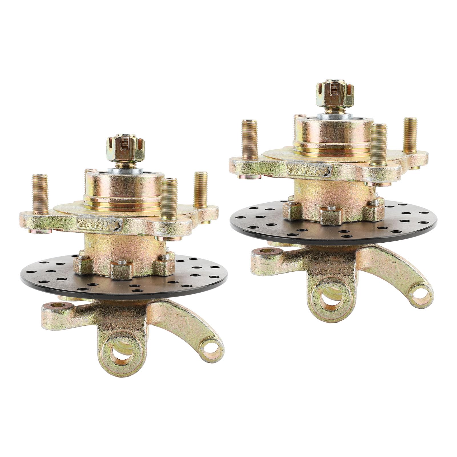 Kit Fusées De Direction Avec Disques De Frein Pour Kart, Quad, Voiturette - Paire Complète Axes Et Moyeux