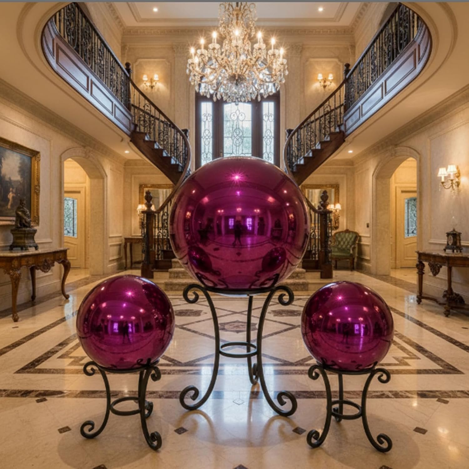 Decorative Garden Gazing Ball, Home Garden Gazing Globe Mirror Balls, Polished Stainless Steel Shiny Sphere, Ideal As a Housewarming Gift (Dia:30cm/12 inches)
