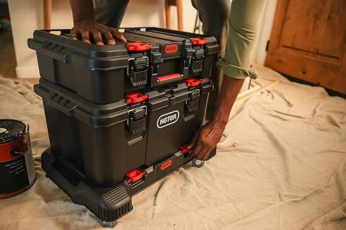 Miniatura 4 de Keter Stack-n-Roll - Sistema de almacenamiento de herramientas con ruedas de 3 piezas  Incluye carro, caja de herramientas y estuche profundo para