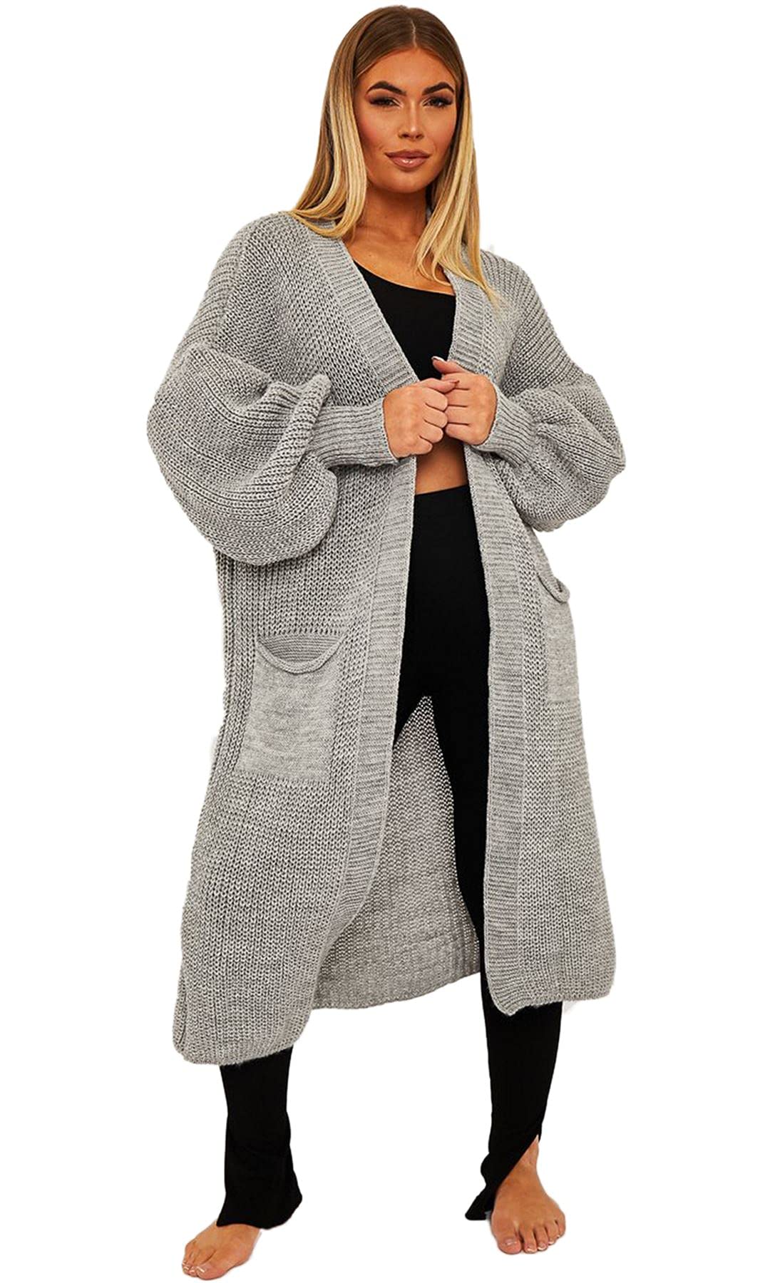 Crazy Girls Girls Charcoal Crazy Womens Balloon Sleeve Cardigan, Ml (Uk 12-14)