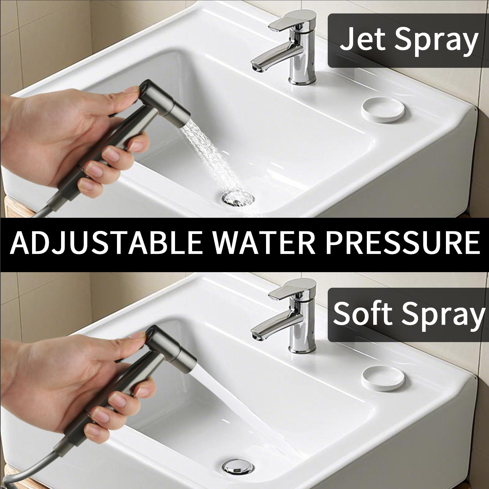 MI CASA Handheld Bidet Sprayer for Toilet Stainless Steel Bidet Sprayer Kit with 1-in-2-out Dual Control Valve Faucet and Hose or Feminine Wash - Image 3