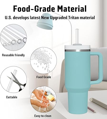 Miniatura 3 de PROOCI Paquete de 10 pajitas de repuesto de 12 pulgadas para vaso tumbler Stanley & Yeti de 30-40 onzas, pajitas reutilizables de plástico Tritan de
