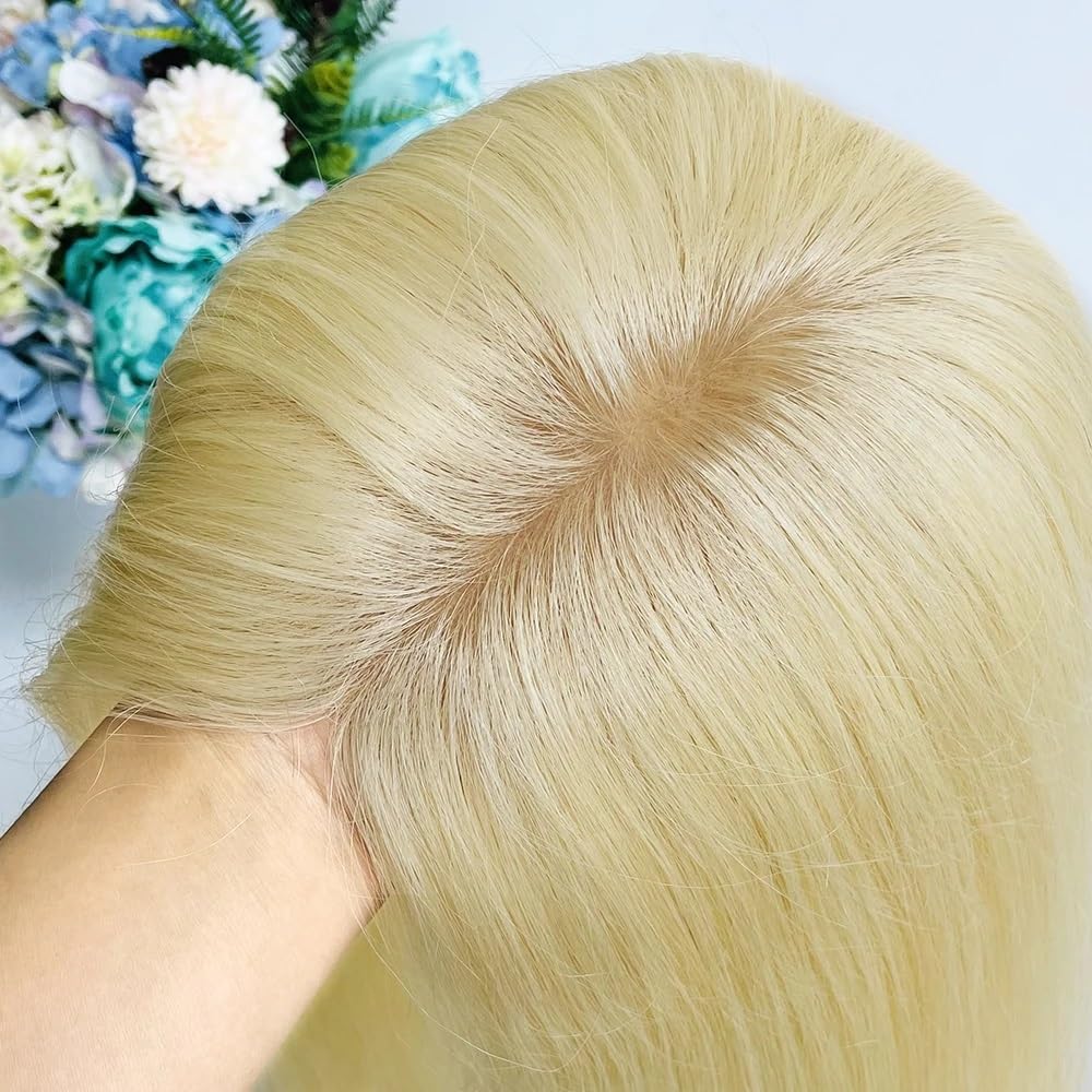 Mono Clip Suplement dla kobiet, przerzedzone ludzkie włosy, bez grzywki, jedwabiste gładkie włosy, kolor blond, 613#. dla kobiet Uroczy (18 cali, 12 x 13 cm)