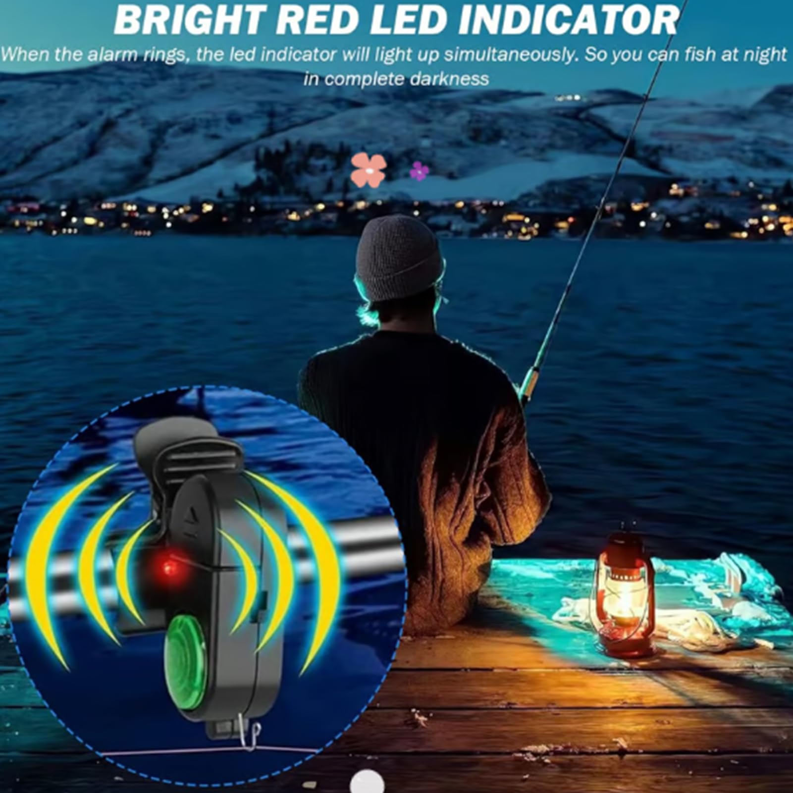 Avertisseurs De Touche Pour Canne À Pêche - 2 Pièces Alarme De Morsure Sensible Avec Éclairage LED - Accessoires De Pêche Pour Hommes Femmes Adultes En Eau Salée Cadeaux Amis